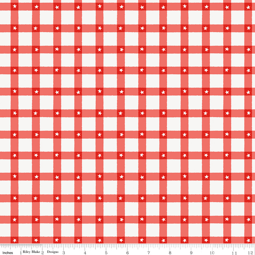 Firecracker Plaid Red Hen by the yard