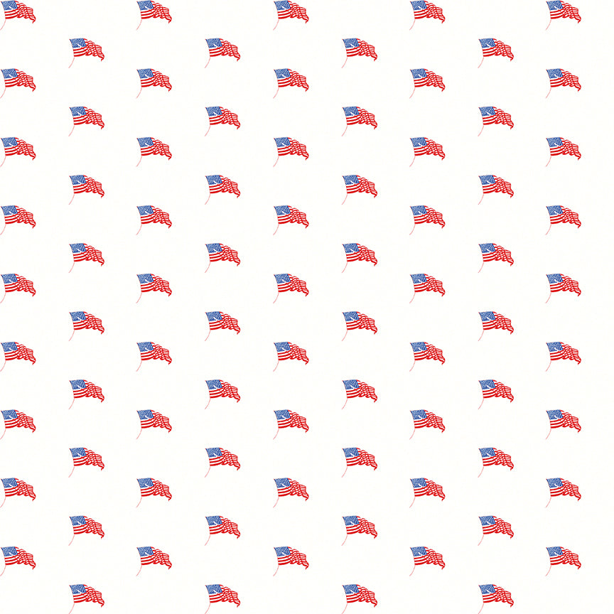 Sew America USA Flags White by the yard