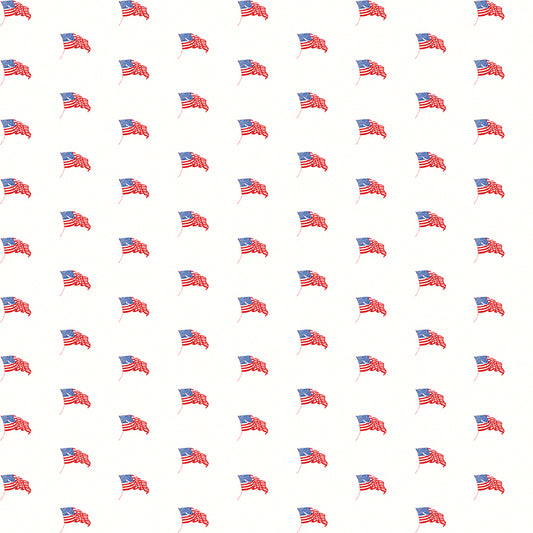 Sew America USA Flags White by the yard