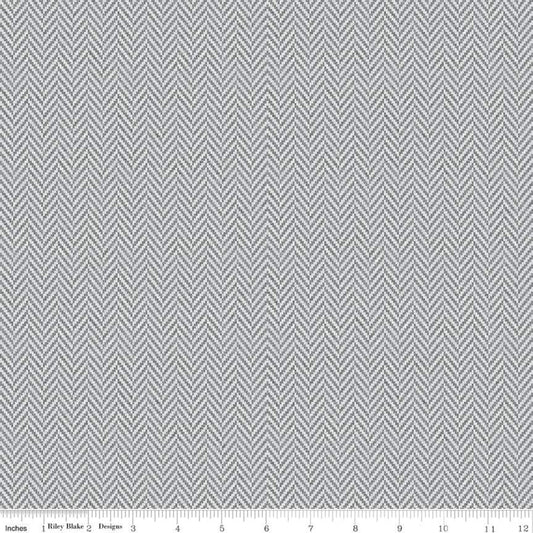 Riley Blake All About Plaids Herringbone Gray by the yard