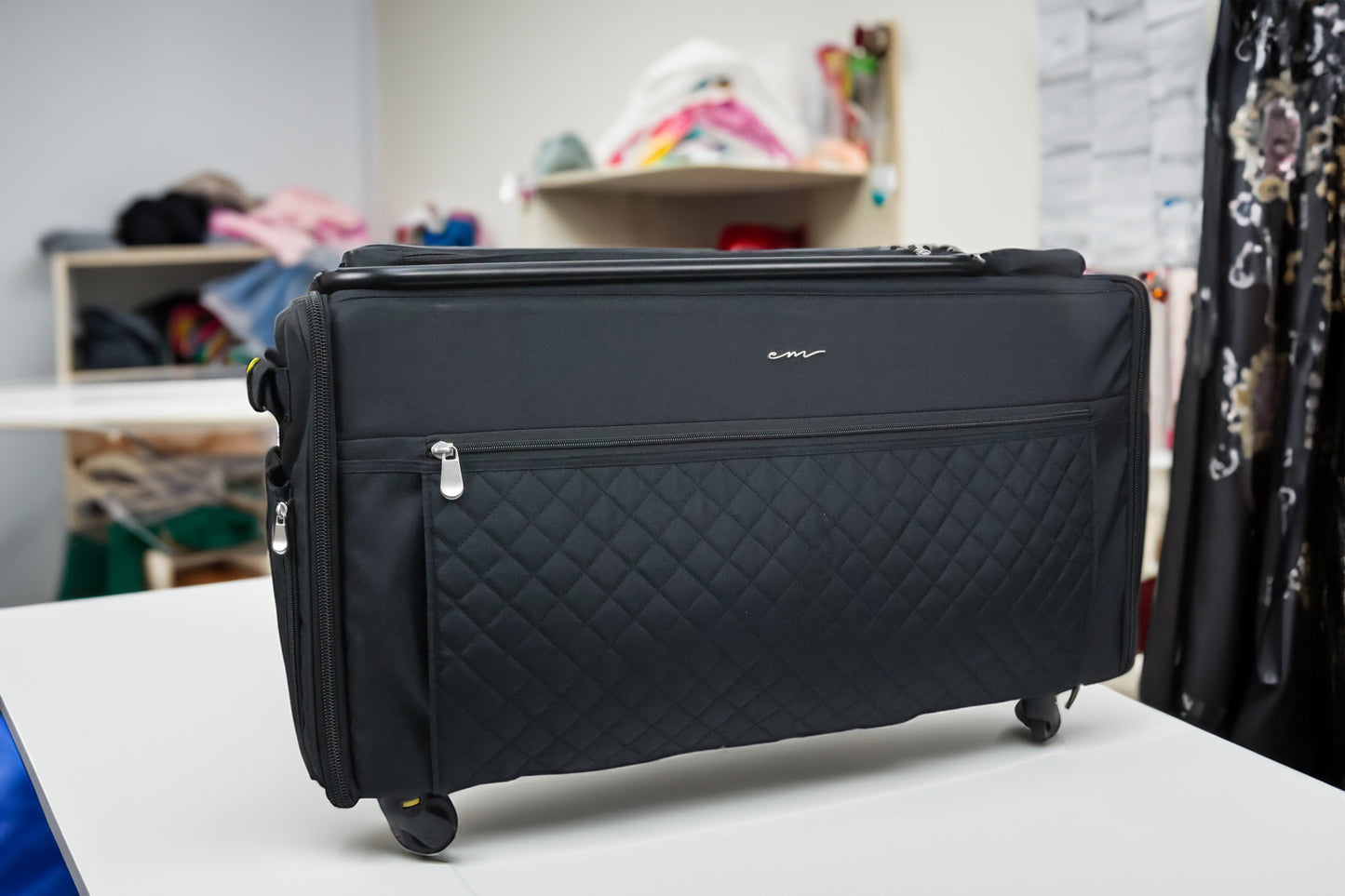 Everything Mary Jumbo 5 Wheel Collapsible Rolling Sewing Machine Storage Case, Black