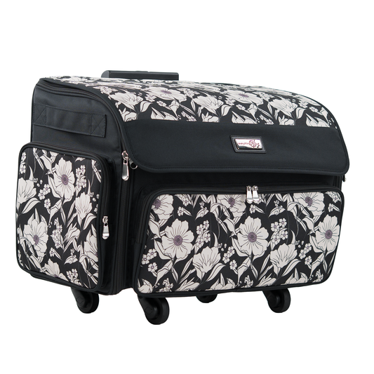 Everything Mary XL 4 Wheel Collapsible Rolling Sewing Machine Storage Case, Artistic Floral