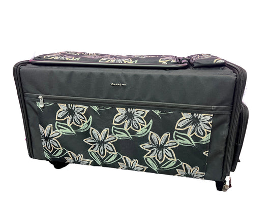 Everything Mary Jumbo 5 Wheel Collapsible Rolling Sewing Machine Storage Case, Floral