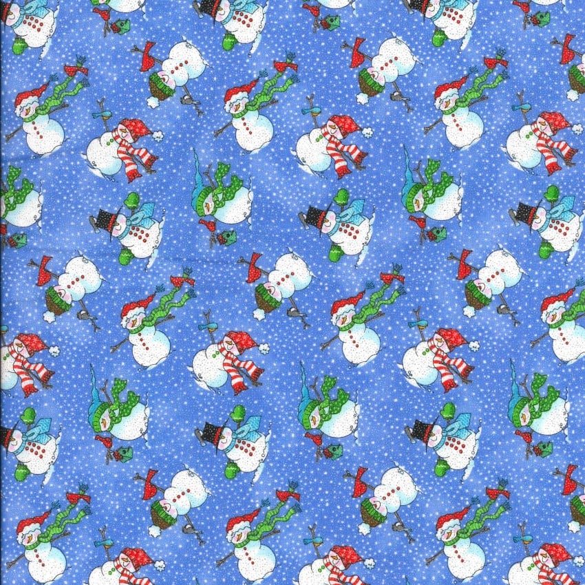 Christmas snowman Cotton Giltter by the yard