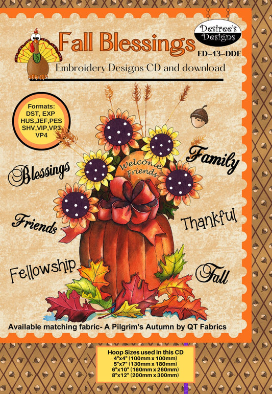 Fall Blessings Embroidery Designs CD (ED-13-DDE)