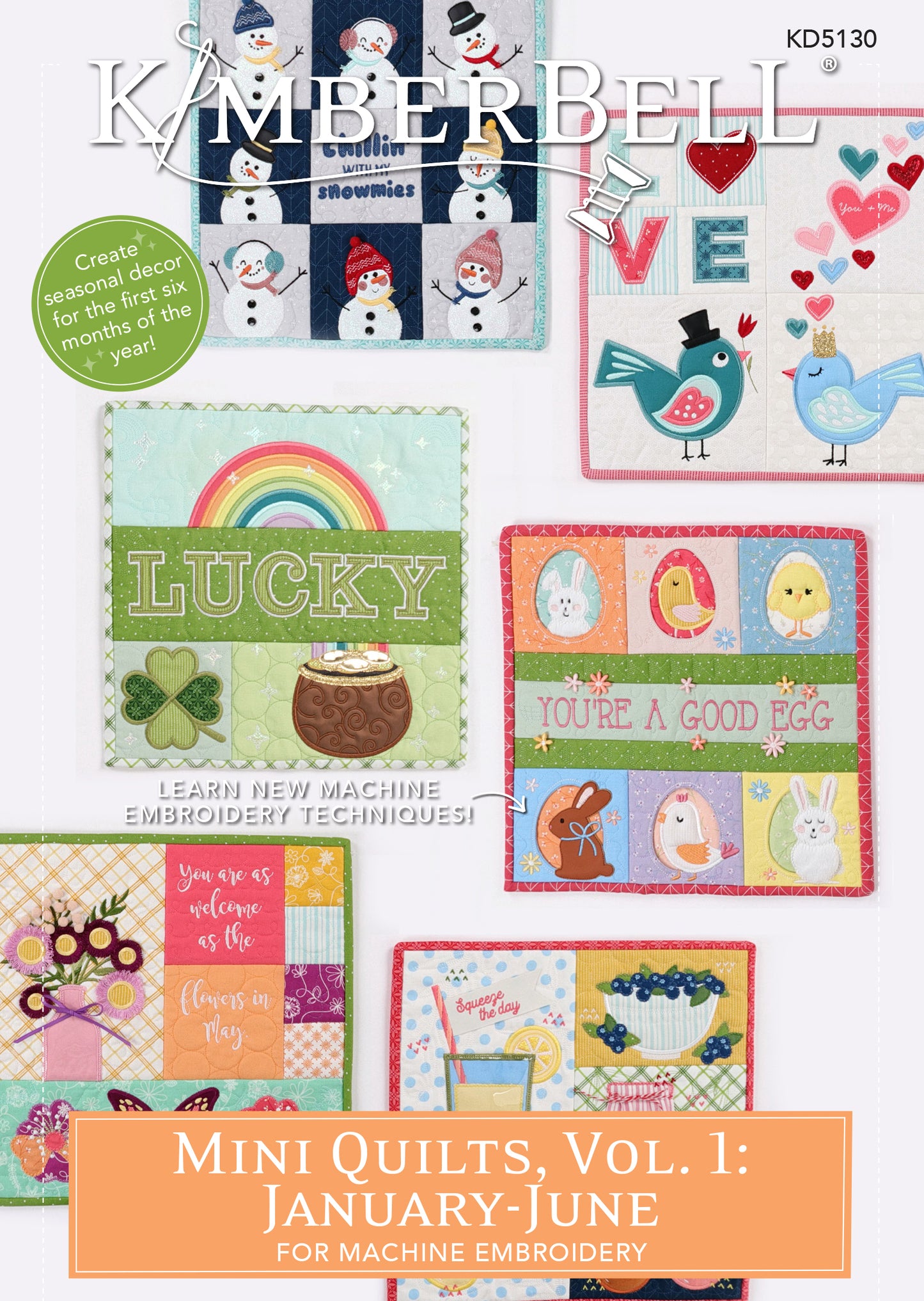 Kimberbell KID5130 Mini Quilts, Vol. 1: January - June bundle with embellishments