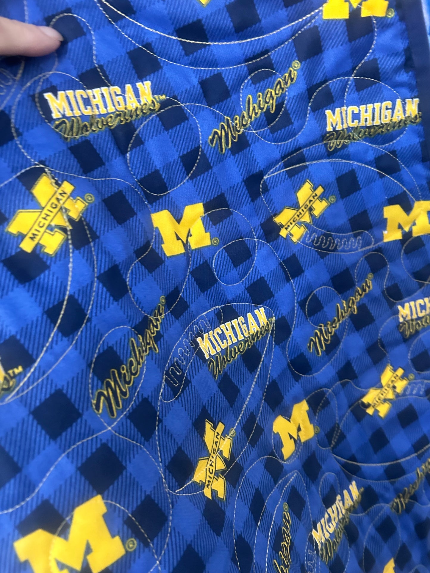 University of Michigan throw quilt