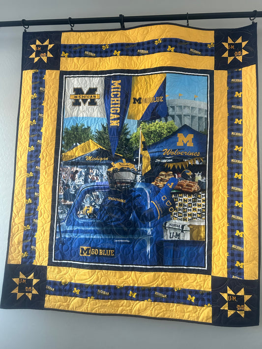 University of Michigan throw quilt