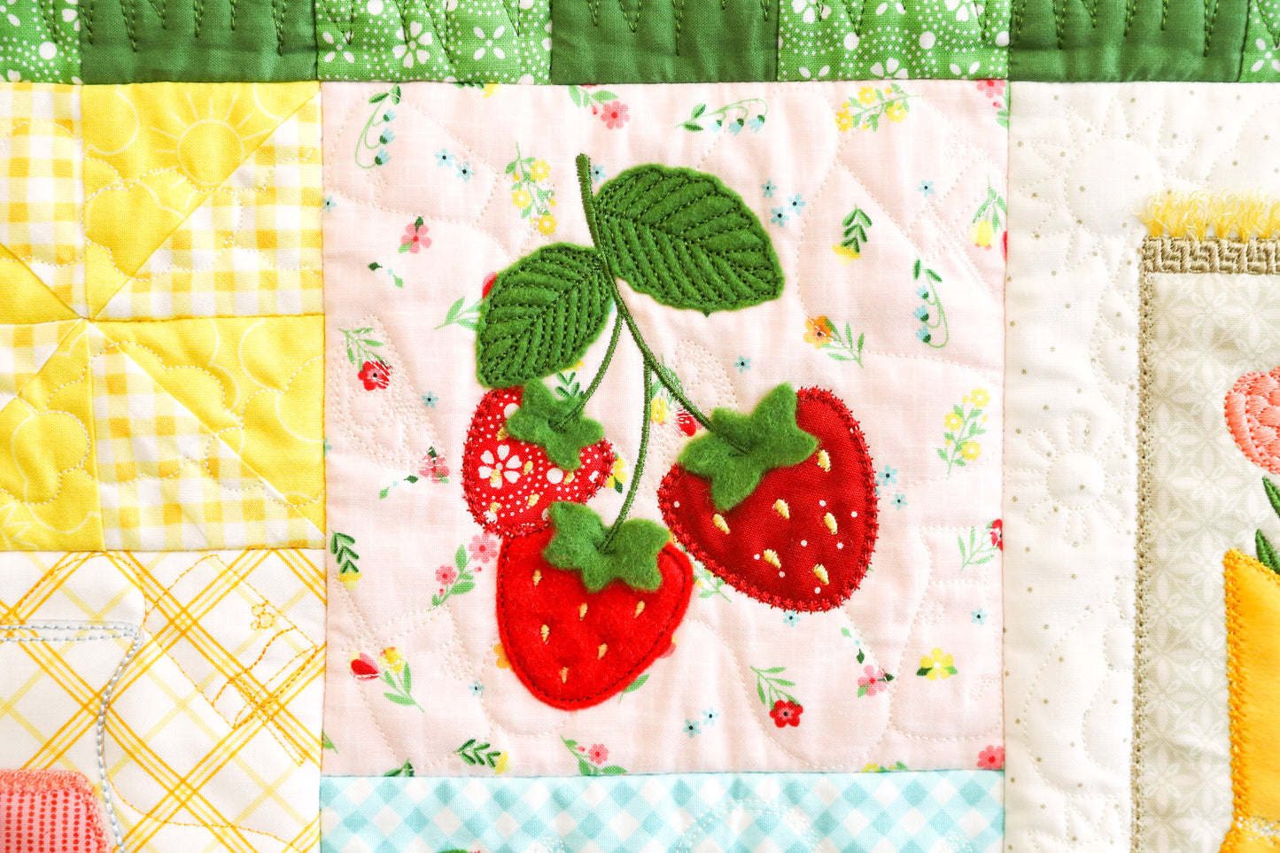 Pre-order Kimberbell Sippin' on Sunshine Quilt full set Book, Embellishments, fabric kit