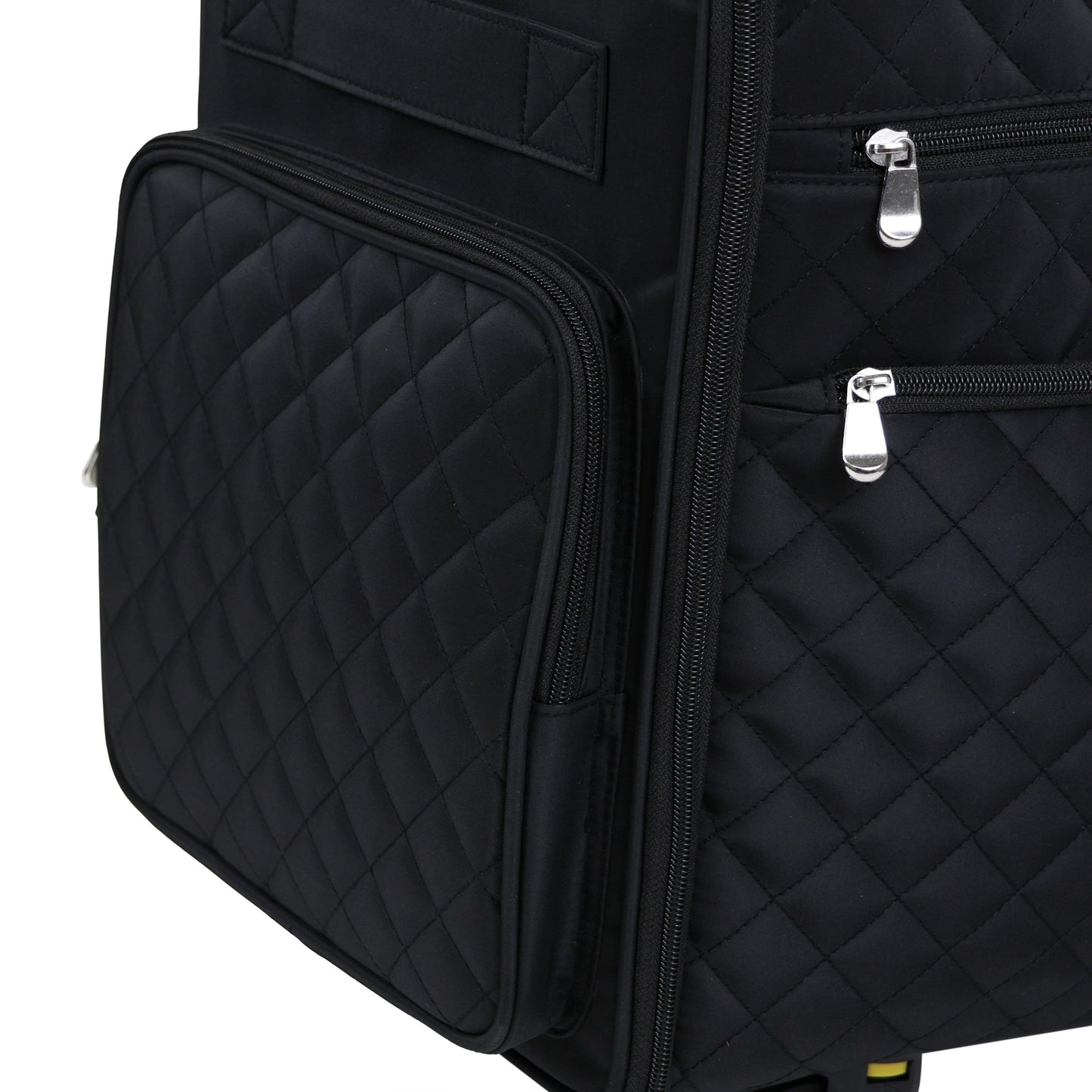 Everything Mary XL 4 Wheel Collapsible Rolling Sewing Machine Storage Case, Black Quilted