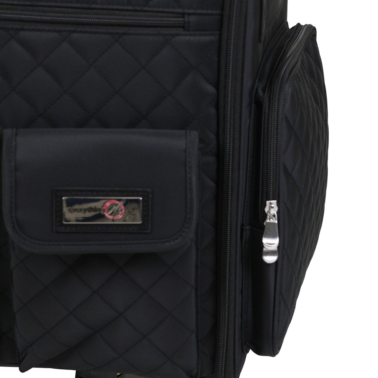 Everything Mary XL 4 Wheel Collapsible Rolling Sewing Machine Storage Case, Black Quilted