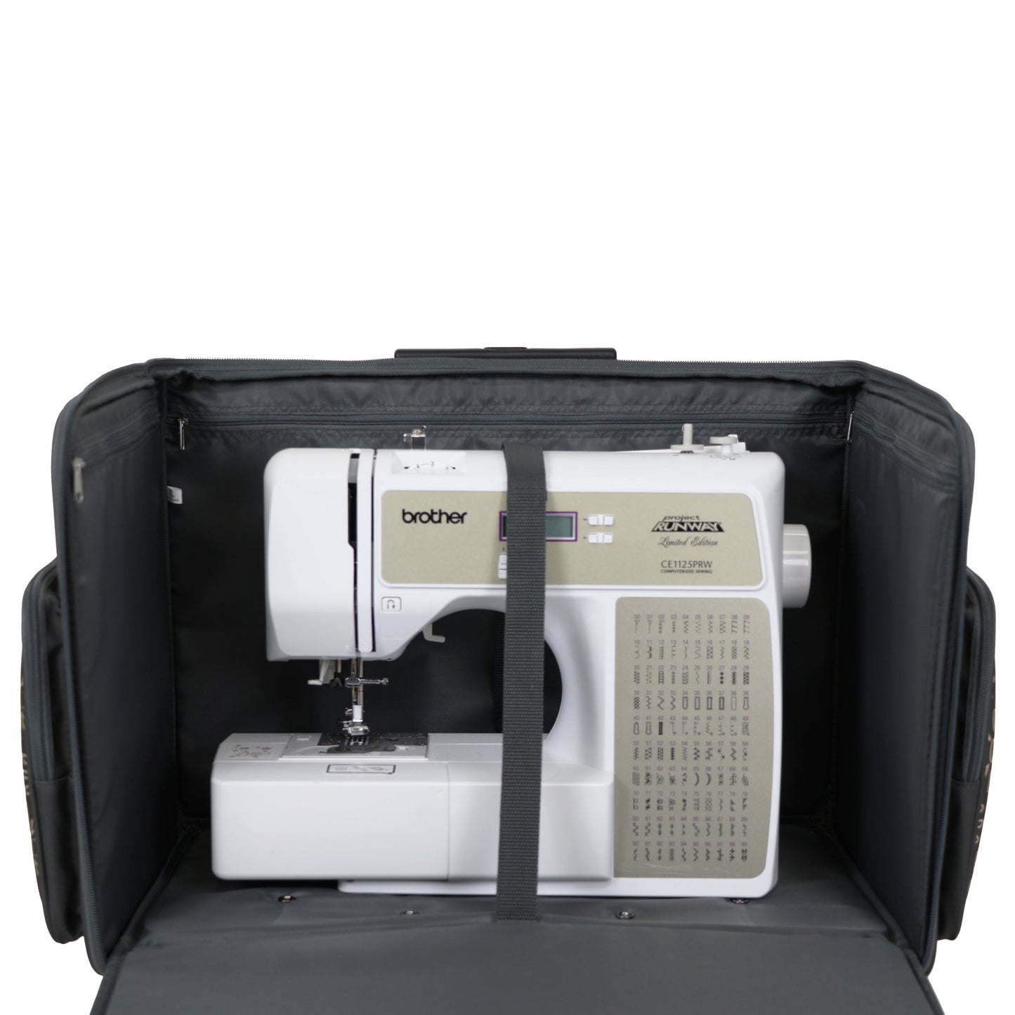 Everything Mary Flat Top XL 4 Wheel Collapsible Rolling Sewing Machine Storage Case, Tan Floral