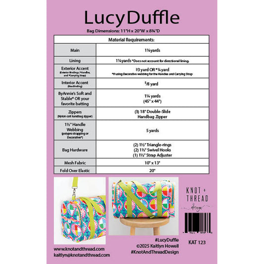 Knot and Thread Lucy Duffle KAT123 paper pattern