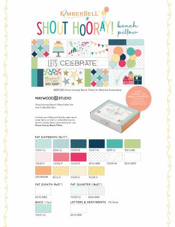 Kimberbell Shout Hooray! Bench Pillow Embroidery CD # KD5120