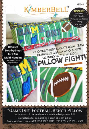 Kimberbell Game On Football Bench Pillow Machine Embroidery # KD548