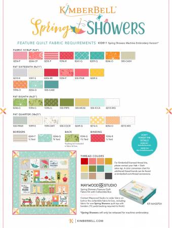 Kimberbell Spring Showers Quilt, Machine Embroidery CD and book # KD811