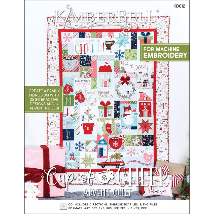 Kimberbell Cup of Cheer Complete Kit- Embroidery CD, Fabric, embellishments, and Glide thread