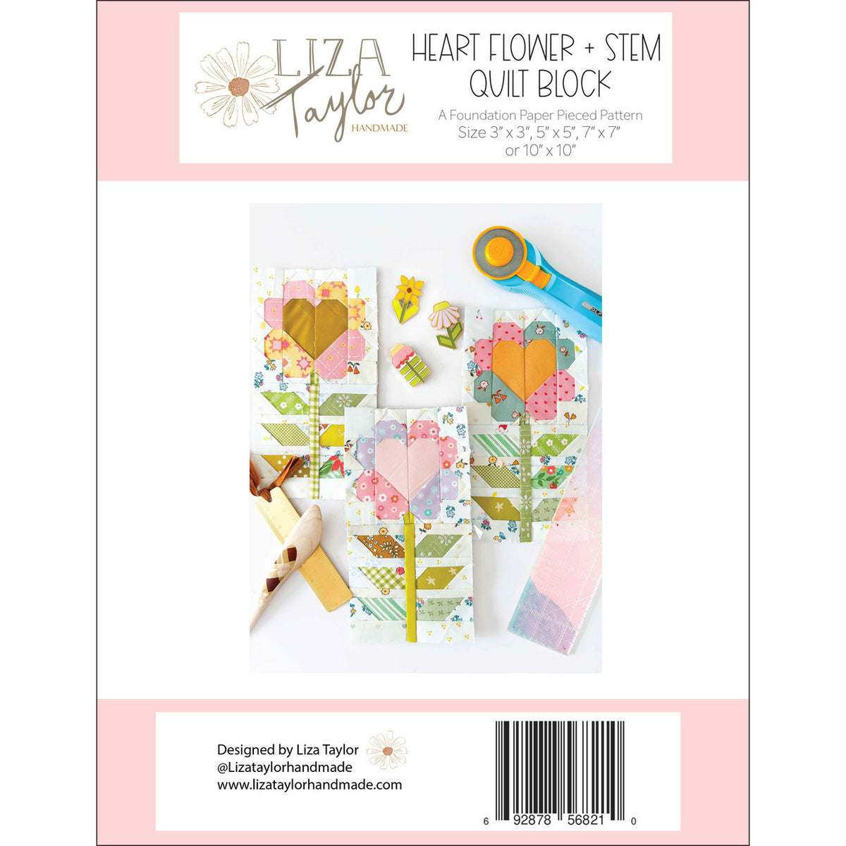 Liza Taylor Heart Flower Quilt Block A Foundation Paper Pieced Pattern LIZ56821