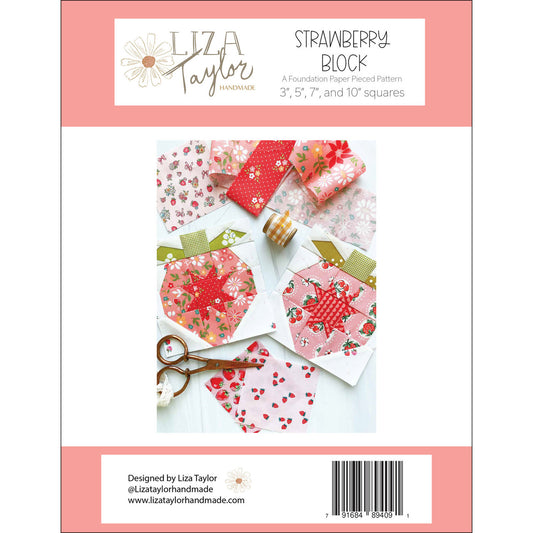 Liza Taylor Strawberry Quilt Block A Foundation Paper Pieced Pattern