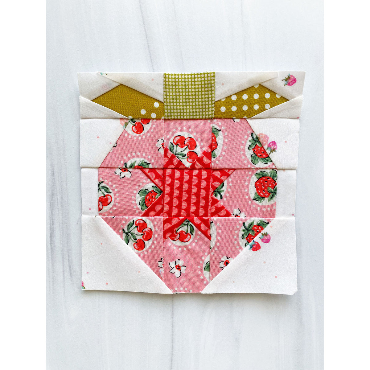 Liza Taylor Strawberry Quilt Block A Foundation Paper Pieced Pattern