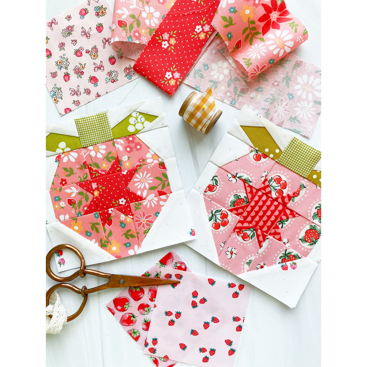 Liza Taylor Strawberry Quilt Block A Foundation Paper Pieced Pattern