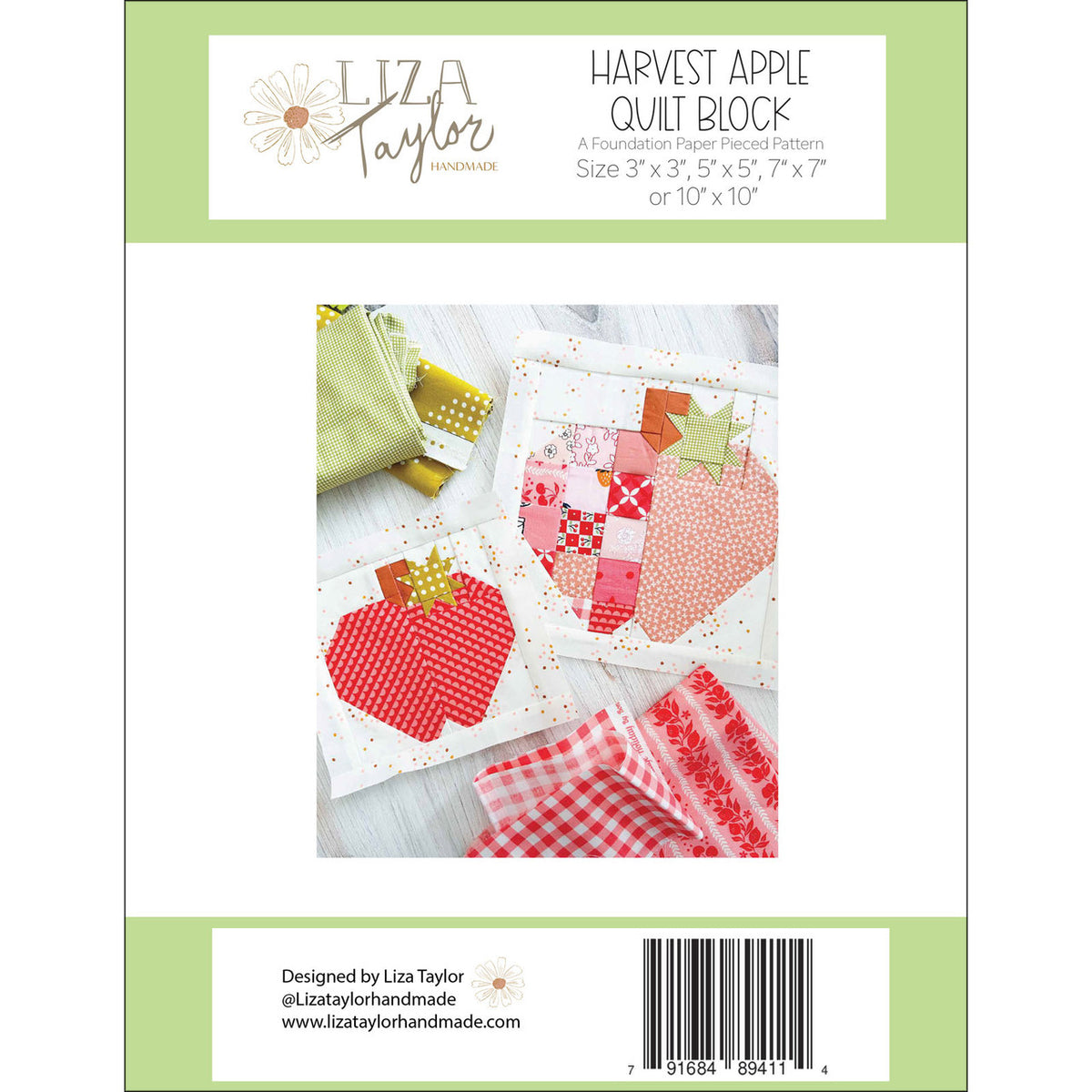 Liza Taylor Harvest Apple Quilt Block A Foundation Paper Pieced Pattern LIZ89411
