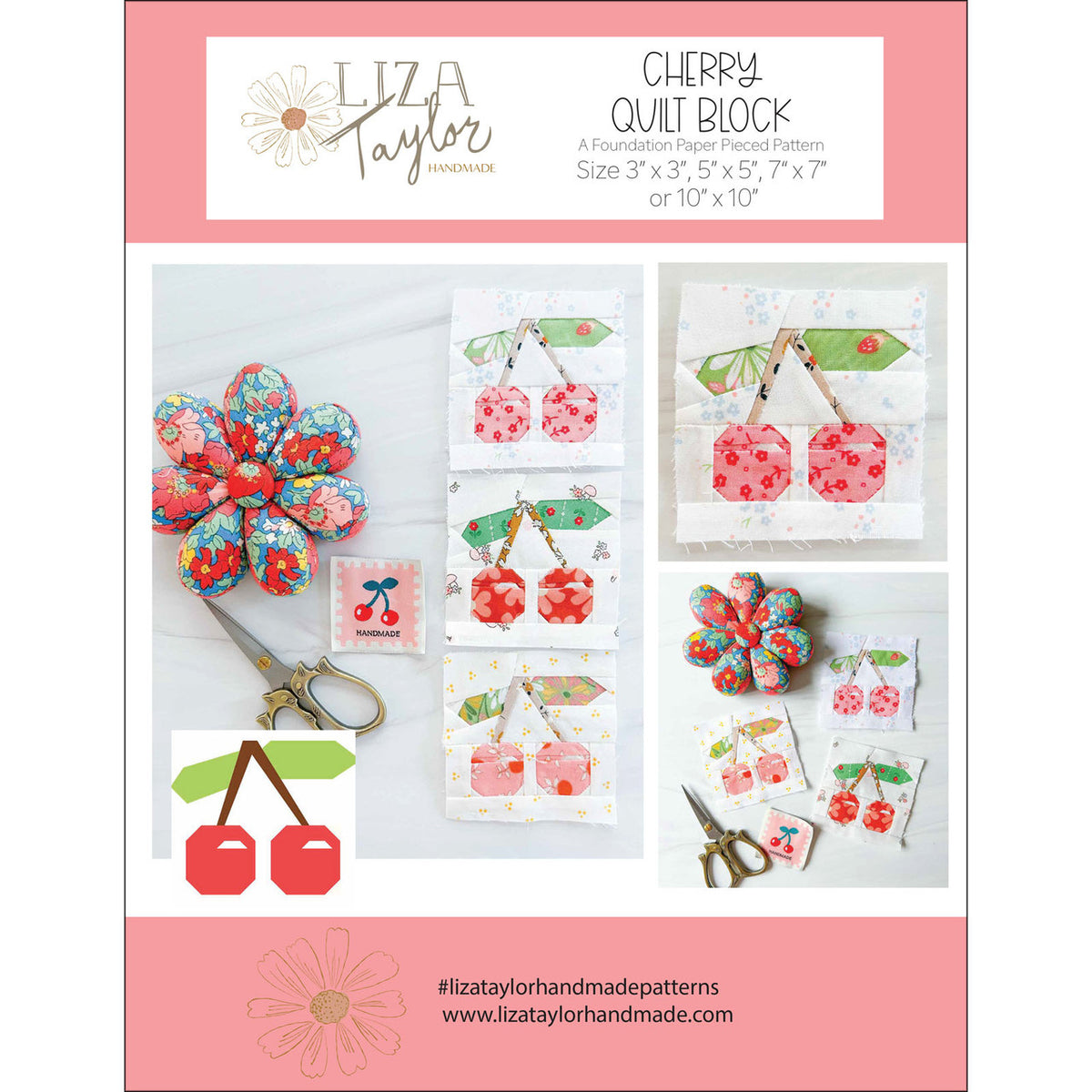 Liza Taylor Cherry Quilt Block A Foundation Paper Pieced Pattern  LIZ89414