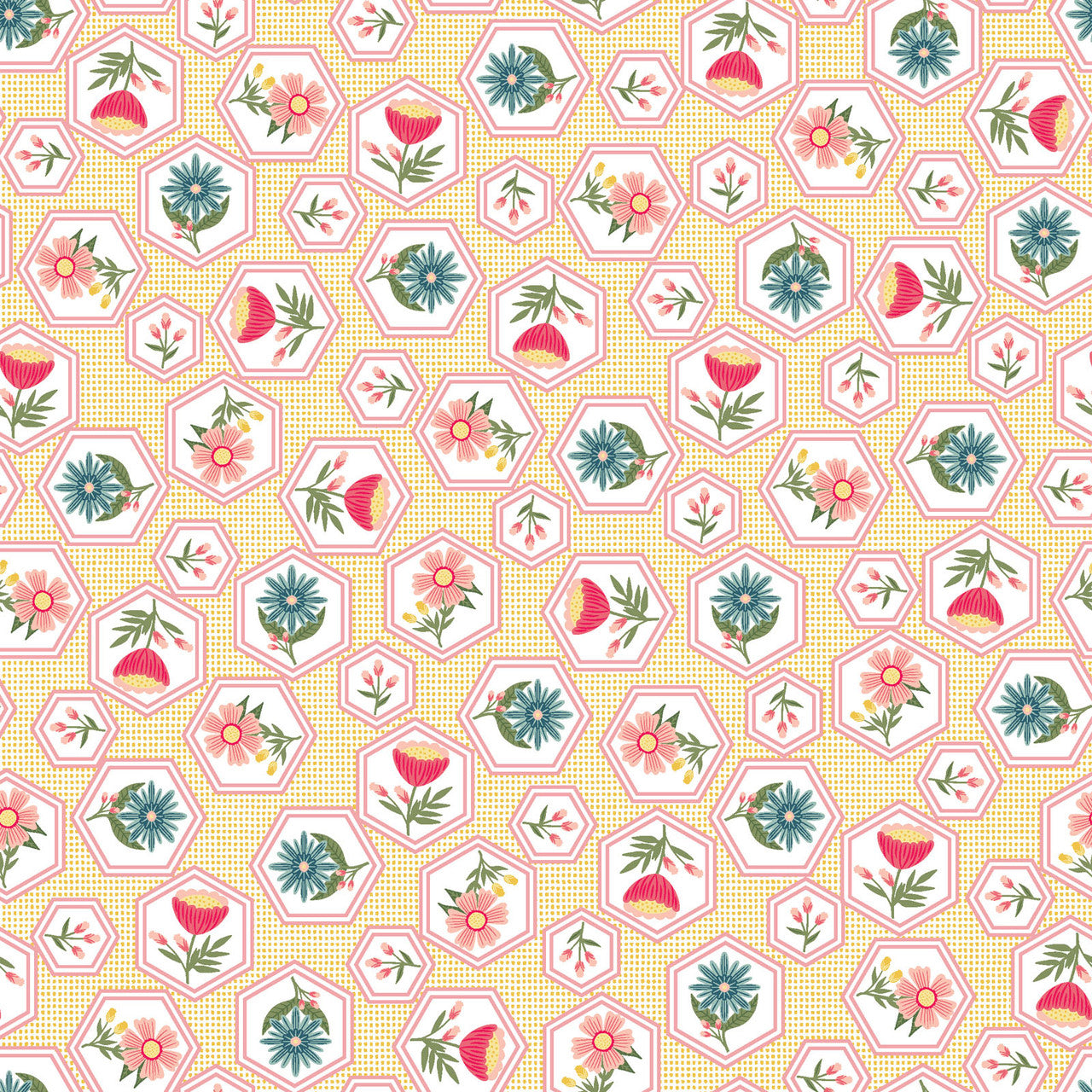 Vintage Flora Honeycomb Flower - Yellow MAS10332-S by the yard