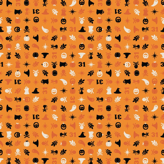 Pumpkins and Potions Designer: Kimberbell Halloween Charms orange MAS10573-O Fabric by the yard