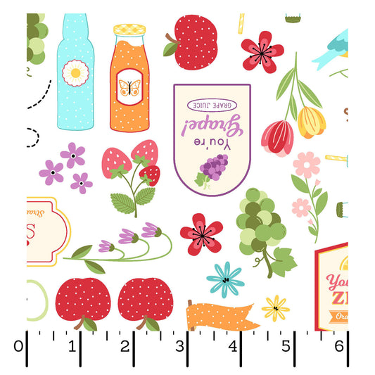 Sippin' On Sunshine Focal Print - White MAS11071-W by the yard