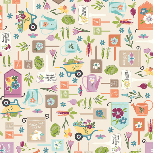 Pre-order Kimberbell Cottontail Farm Cottontail Farm - Cream MAS11340-E by the 1/2 yard Oct 26 (Copy)