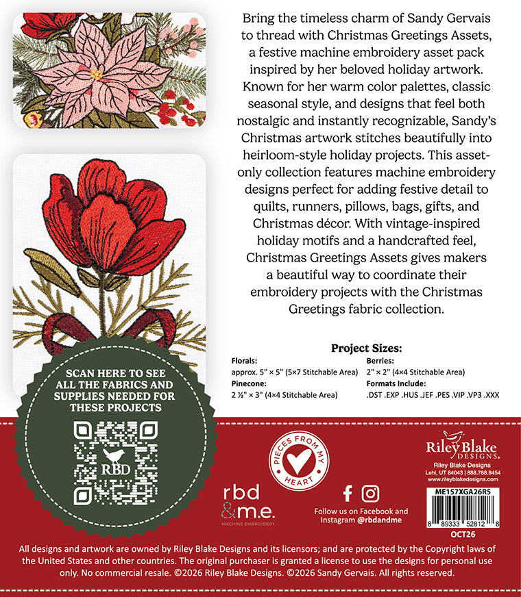 Riley Blake Christmas Greetings Assets by Sandy Gervais - RBD & M.E.™ USB