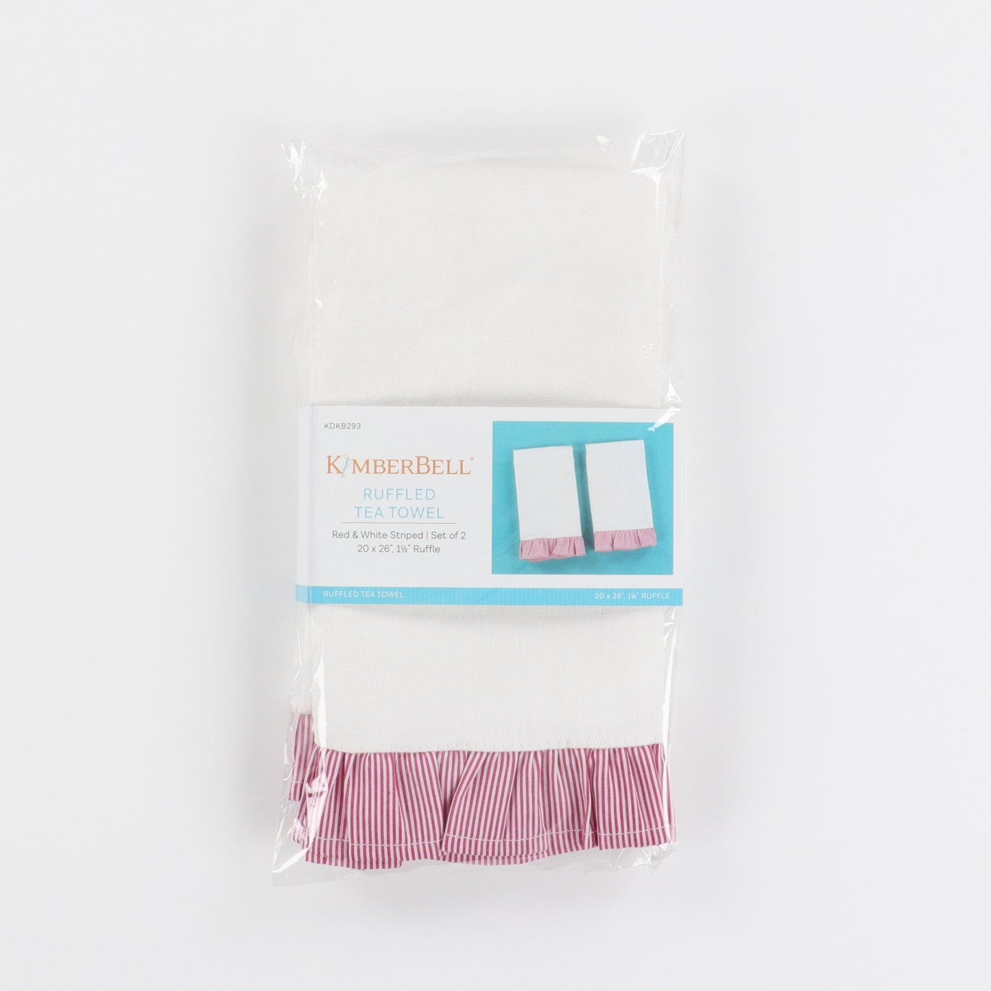Kimberbell Red & White Striped Ruffled Tea Towel 2 pack