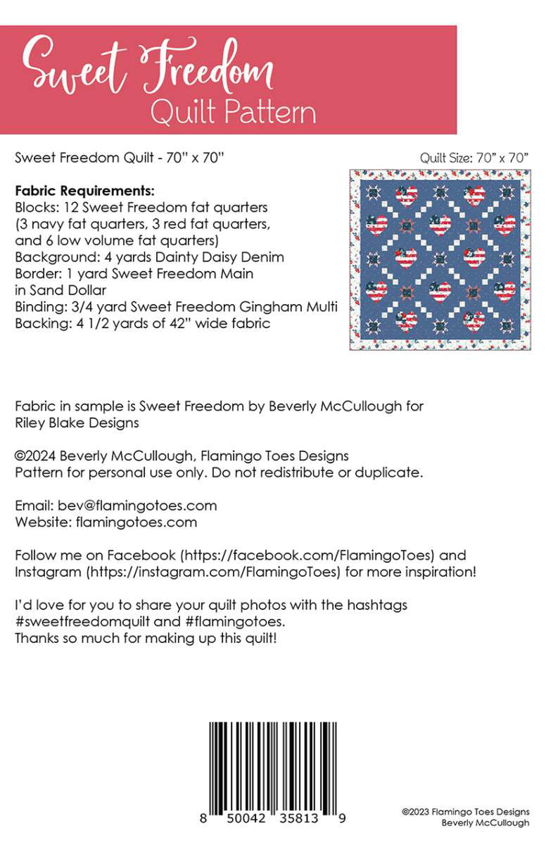 Beverly McCullough Sweet Freedom Quilt Pattern