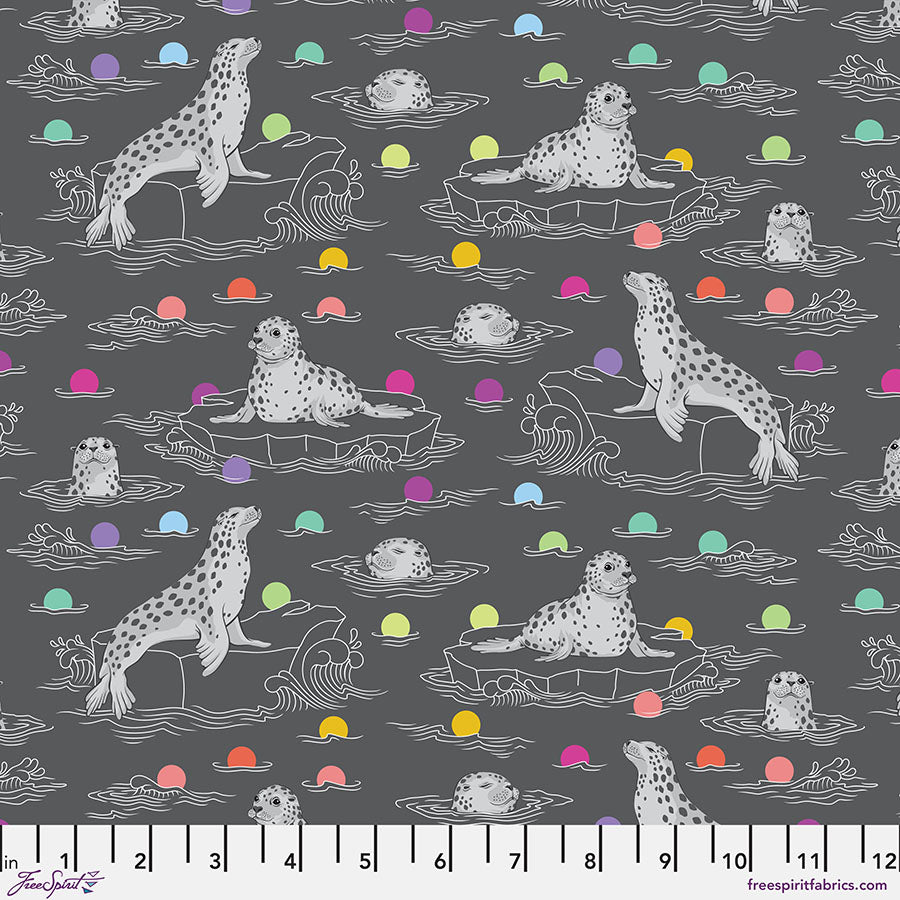 Tula Pink Grayworks Seal the Deal -Carbon   By the 1/2 yard