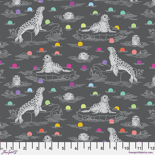 Tula Pink Grayworks Seal the Deal -Carbon   By the 1/2 yard