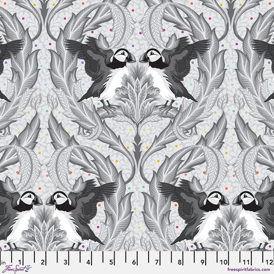 Tula Pink Grayworks  Puffins whisper  By the 1/2 yard