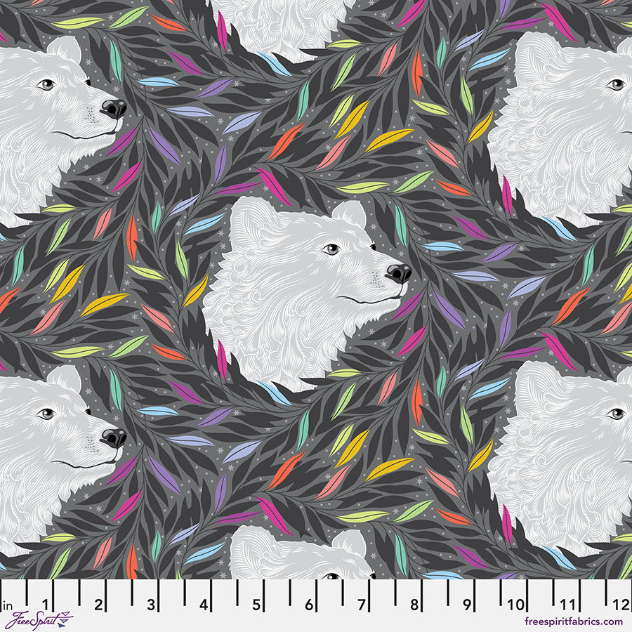 Tula Pink Grayworks  Just Bearly - Carbon  By the 1/2 yard