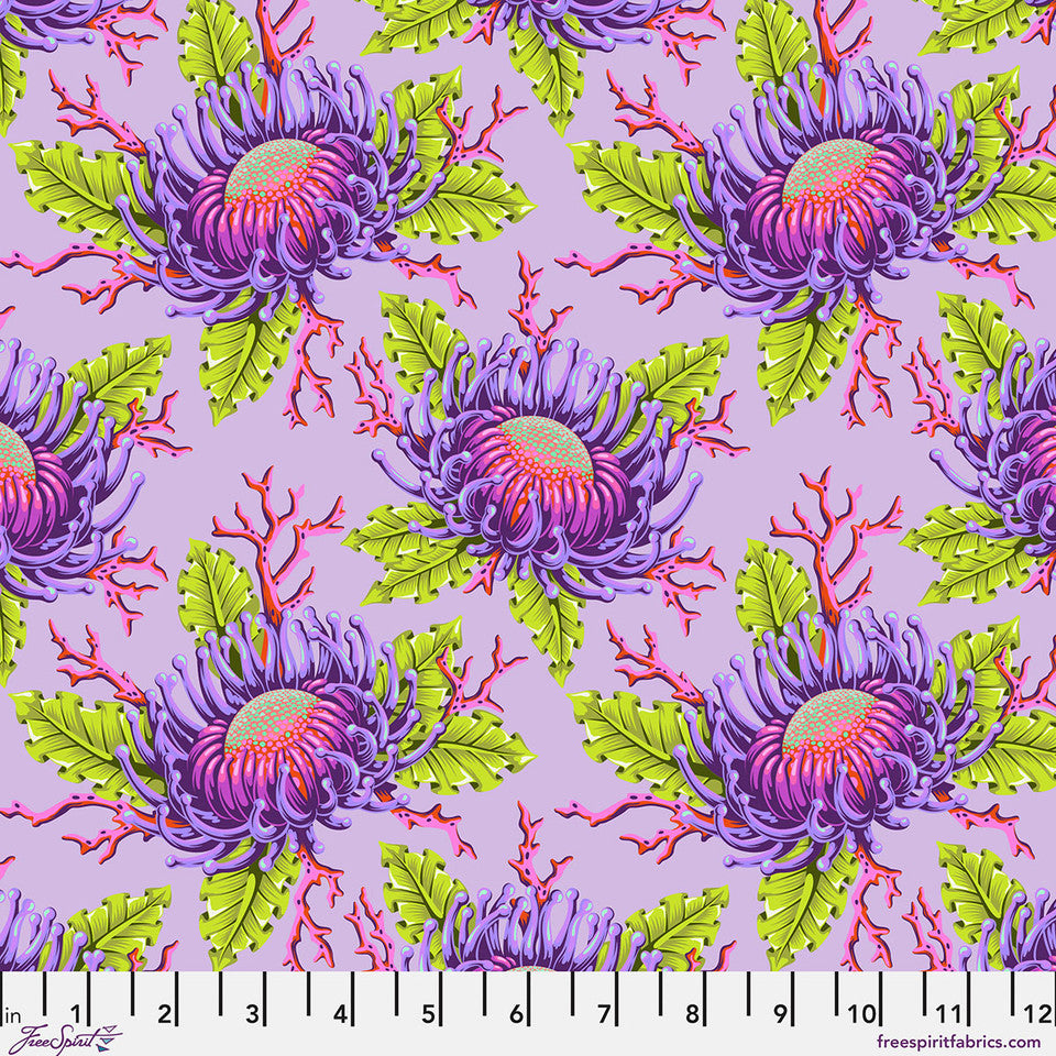Pre-Order Tula Pink Friends & Anemones - Ultraviolet || Floral Reef by the yard