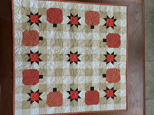 Pumpkin and Stars Homemade Table Topper by Nay-Nay's Quilts