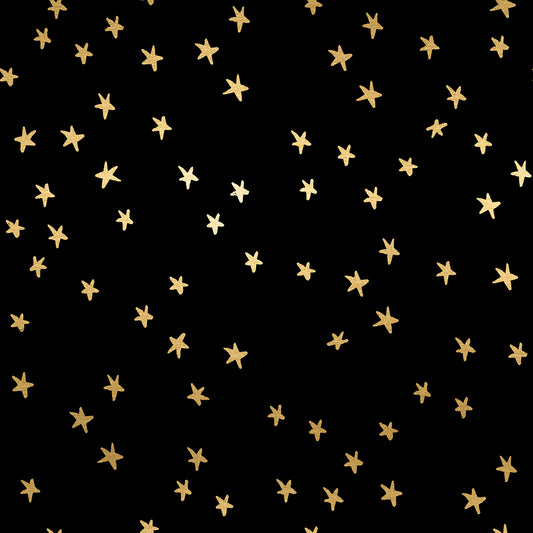 Starry Metallic Black Gold RS4109 50M Ruby Star by the half yard