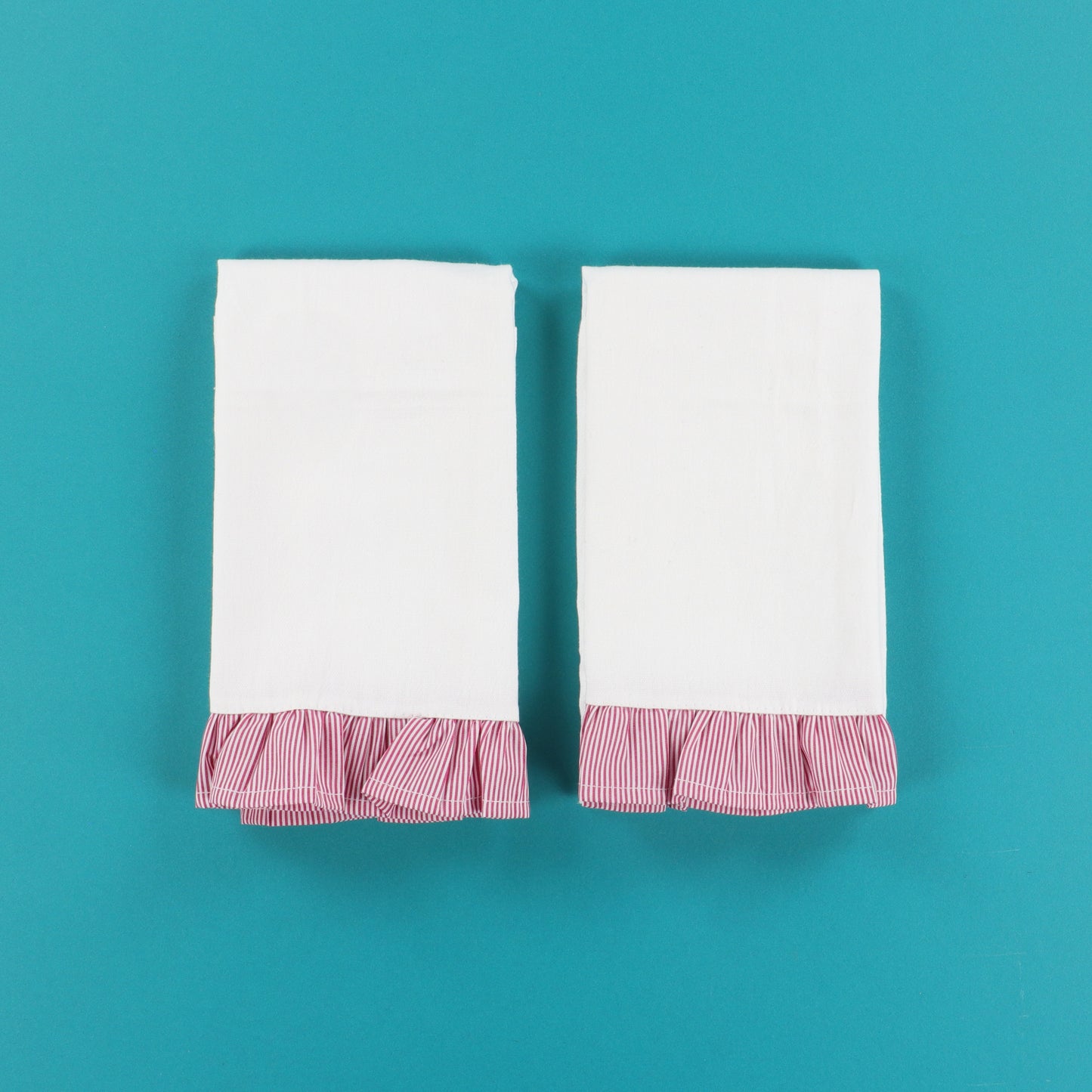 Kimberbell Red & White Striped Ruffled Tea Towel 2 pack