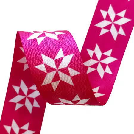 Pink Sawtooth Stars Webbing 2in  # SASSWEB-11 by the yard