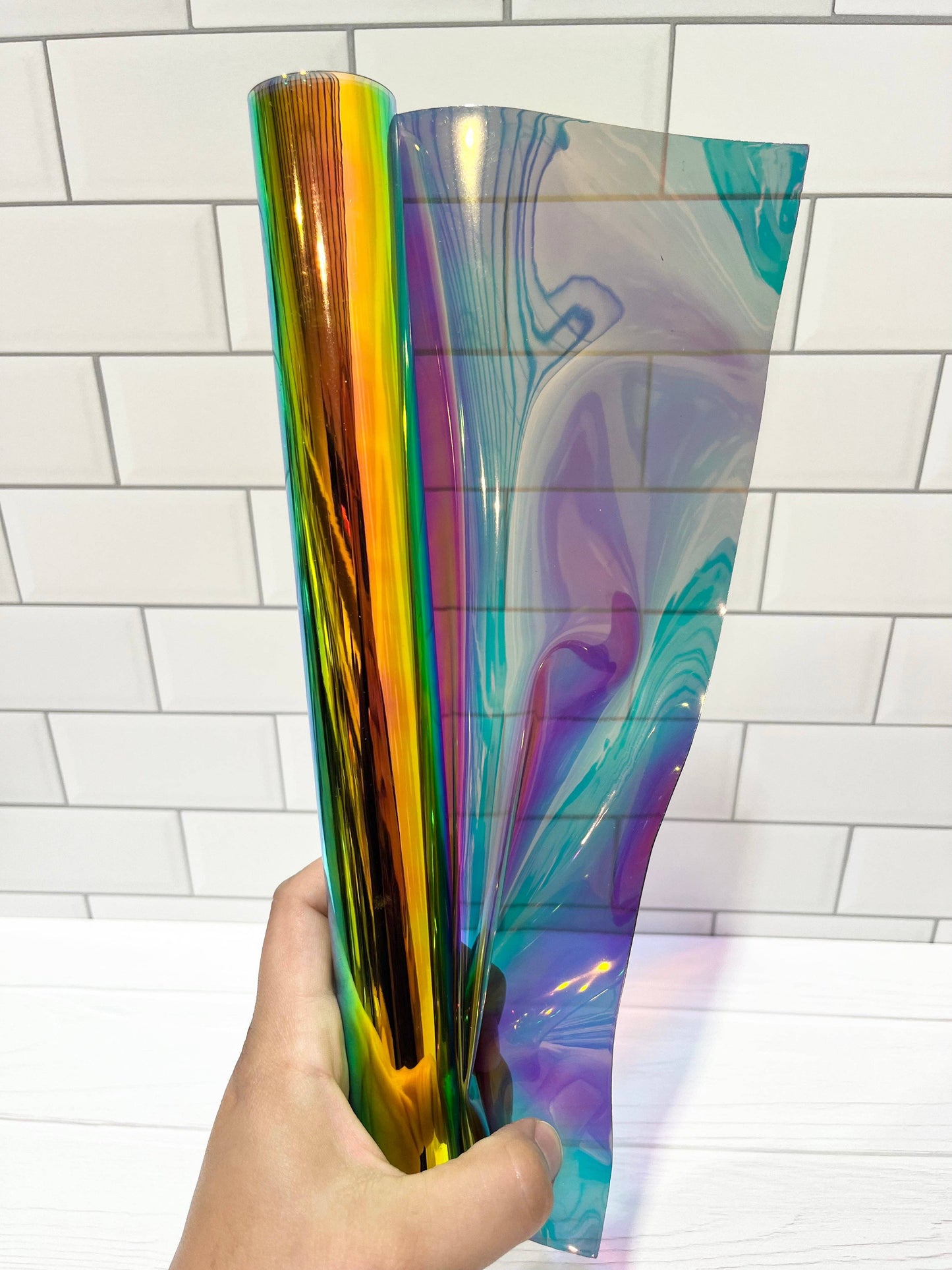 Wonderground Fabrics and Crafts - Clear reflective Colorshift  TPU Vinyl