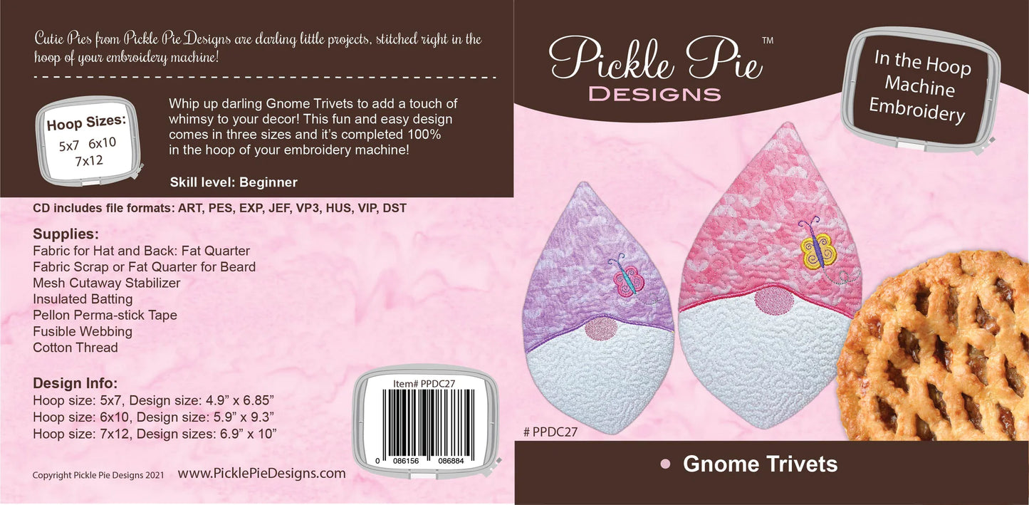 Pickle Pie Designs Gnome Trivets Design